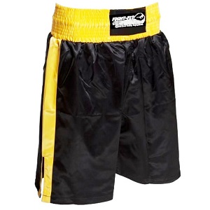 FIGHT-FIT - Pantaloncini da Boxe / Nero-Giallo / XS