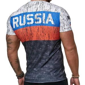 FIGHTERS - T-Shirt / Russia / White-Blue-Red-Black / Large