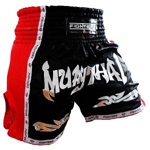 FIGHTERS - Thaibox Shorts / Elite Muay Thai / Schwarz-Rot / Small