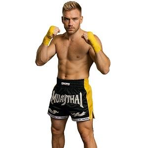 FIGHTERS - Thaibox Shorts / Elite Muay Thai / Schwarz-Gelb / Medium