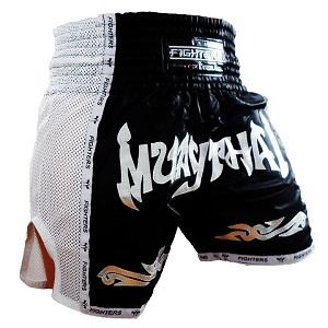FIGHTERS - Thaibox Shorts / Elite Muay Thai / Schwarz-Weiss / Small