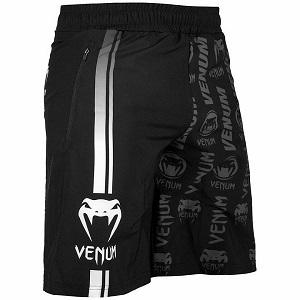 Venum - Short de Fitness / Logos / Negro-Blanco / XL